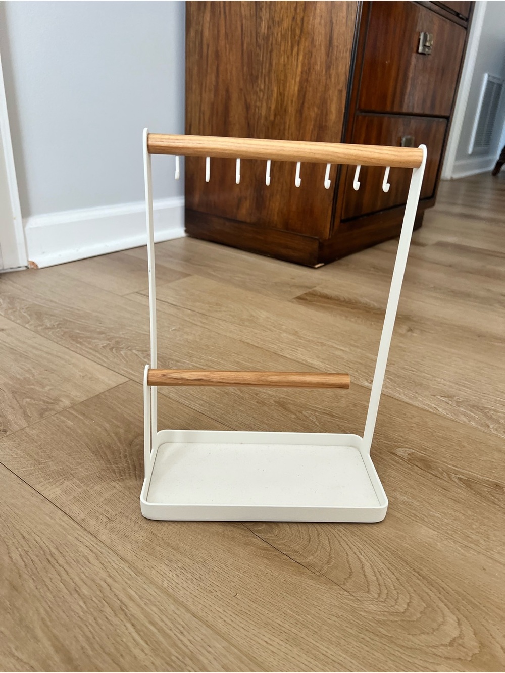 Yamazaki Minimal White & Wood Jewelry Stand